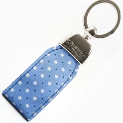 Powder Blue Keyfob In Silk And Leather