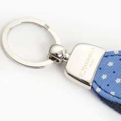 Powder Blue Keyfob In Silk And Leather