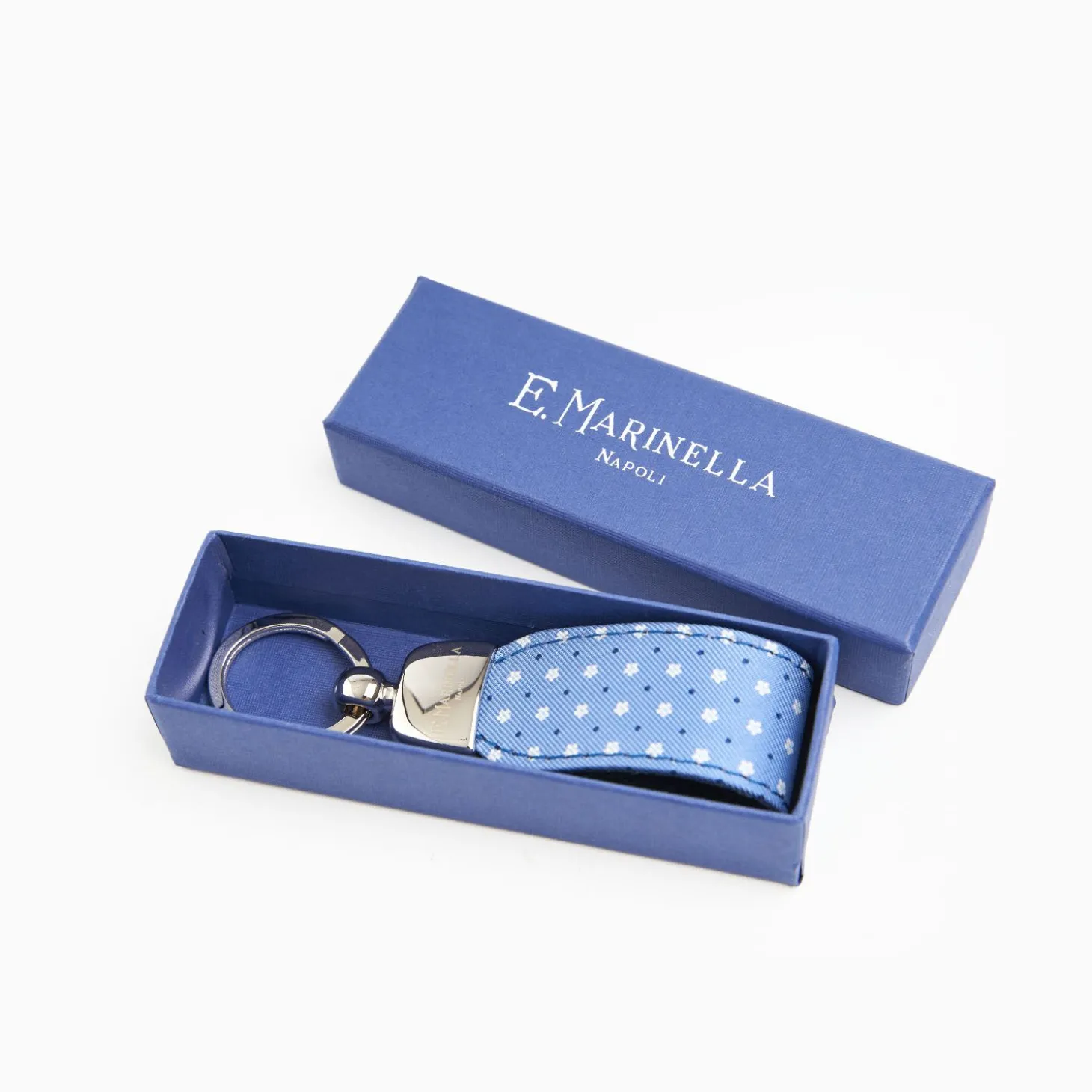 Powder Blue Keyfob In Silk And Leather
