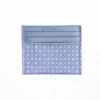 Powder Blue Leather And Silk Credit Card Holder - 5 Compartments