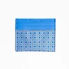 Powder Blue Leather And Silk Credit Card Holder - 5 Compartments