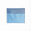 Powder Blue Leather And Silk Credit Card Holder - 5 Compartments
