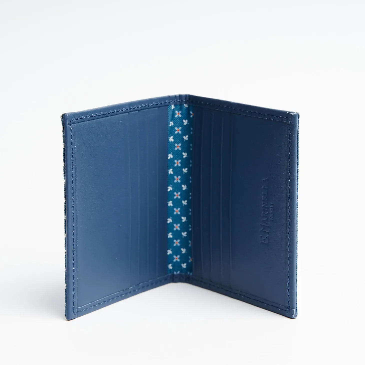 Powder Blue Leather Folding Card Holder - 10 Compartments