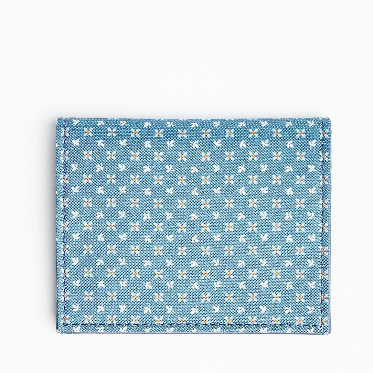 Powder Blue Leather Folding Card Holder - 10 Compartments