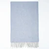 Powder Blue Pure Cashmere Fringed Scarf