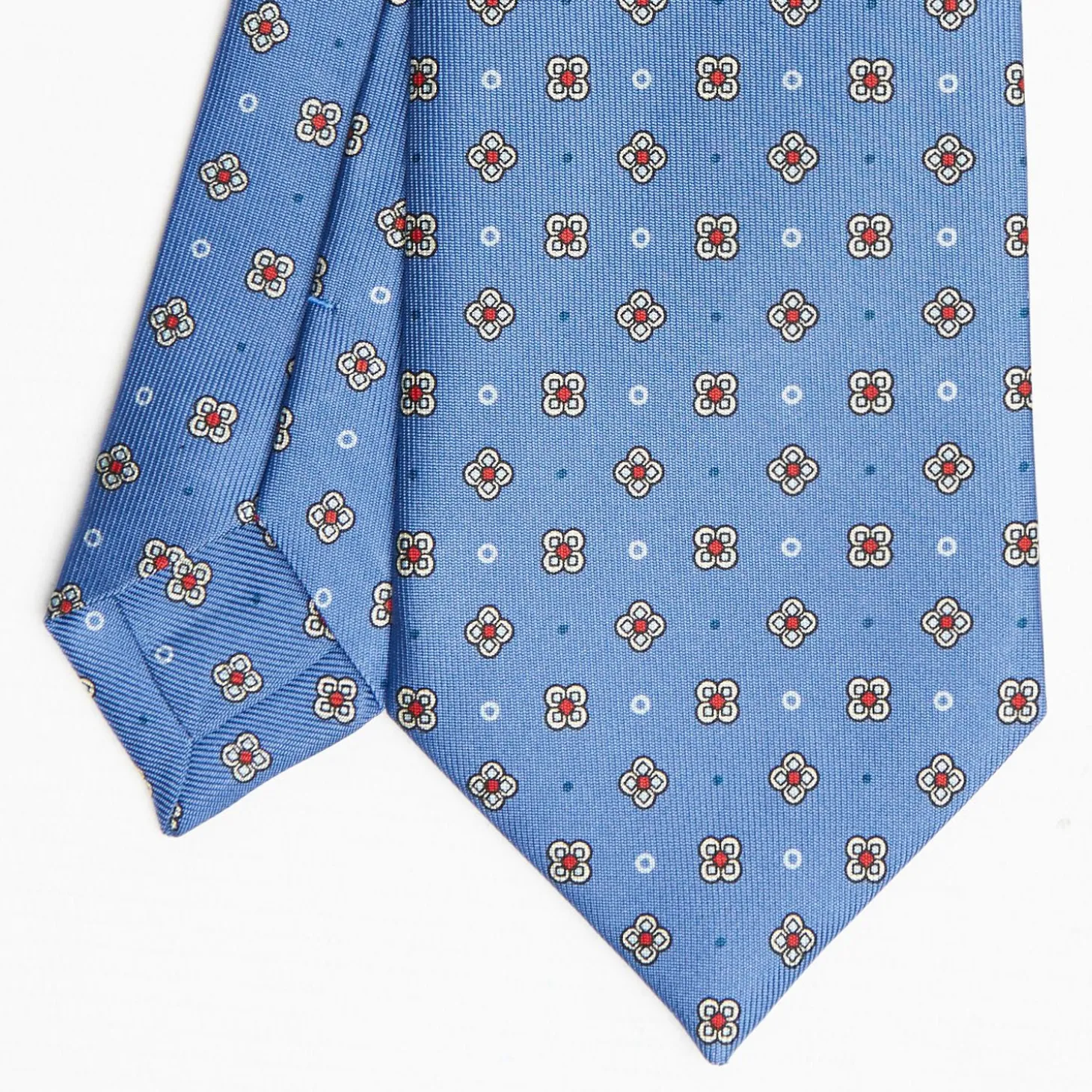 Powder Blue Sartorial Classic Silk Tie Large Flower Pattern