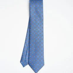 Powder Blue Sartorial Classic Silk Tie Large Flower Pattern