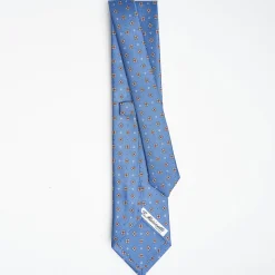 Powder Blue Sartorial Classic Silk Tie Large Flower Pattern