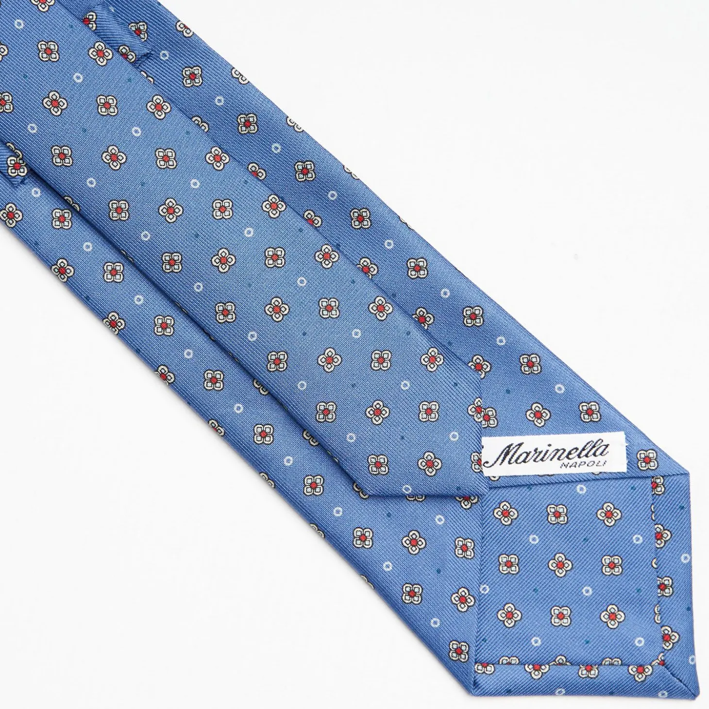 Powder Blue Sartorial Classic Silk Tie Large Flower Pattern