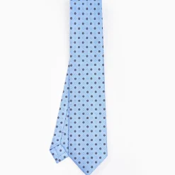 Powder Blue Sartorial Classic Silk Tie - Small Flower Pattern
