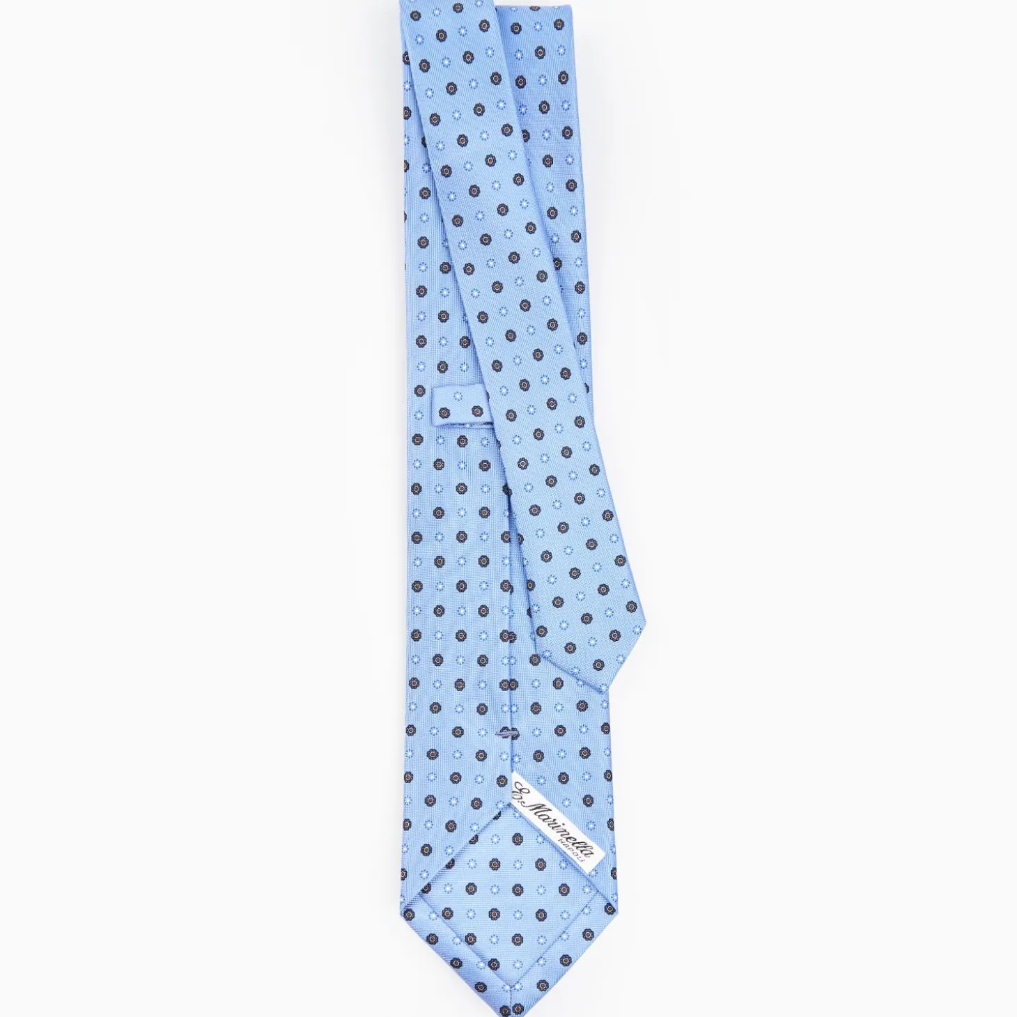 Powder Blue Sartorial Classic Silk Tie - Small Flower Pattern