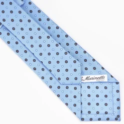 Powder Blue Sartorial Classic Silk Tie - Small Flower Pattern