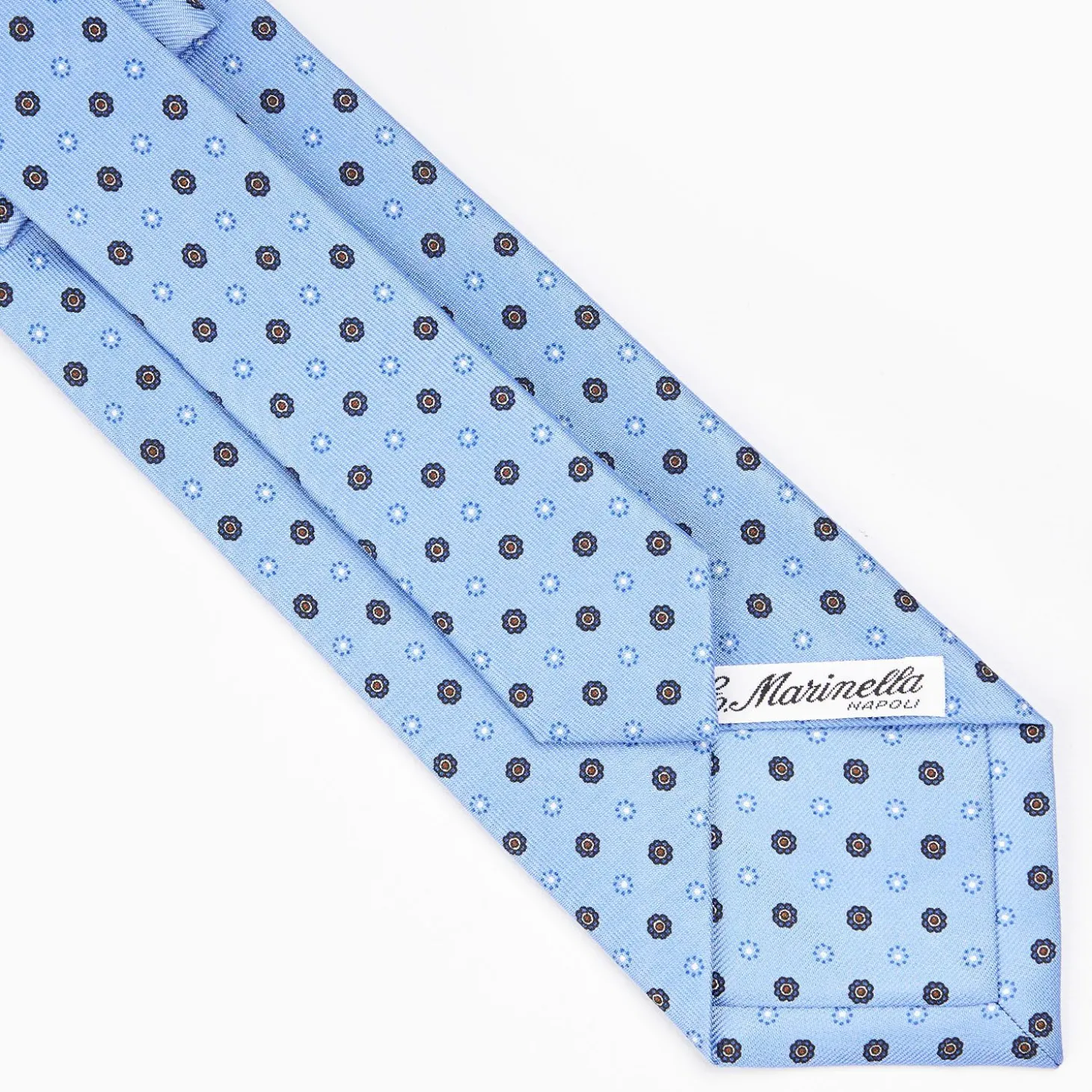 Powder Blue Sartorial Classic Silk Tie - Small Flower Pattern