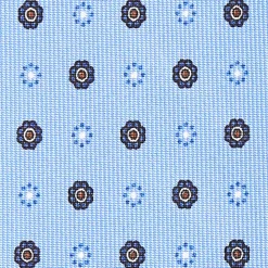 Powder Blue Sartorial Classic Silk Tie - Small Flower Pattern