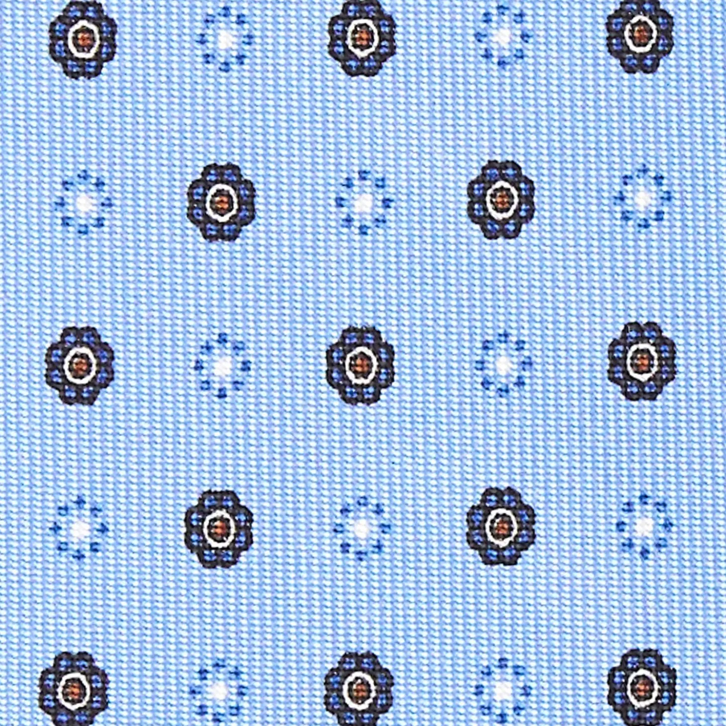 Powder Blue Sartorial Classic Silk Tie - Small Flower Pattern