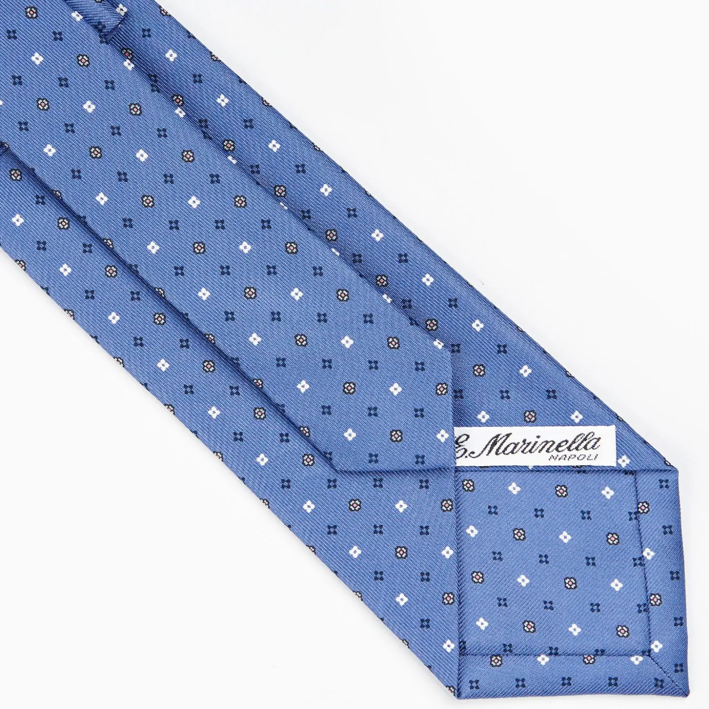 Powder Blue Sartorial Classic Silk Tie - Small Flower Pattern