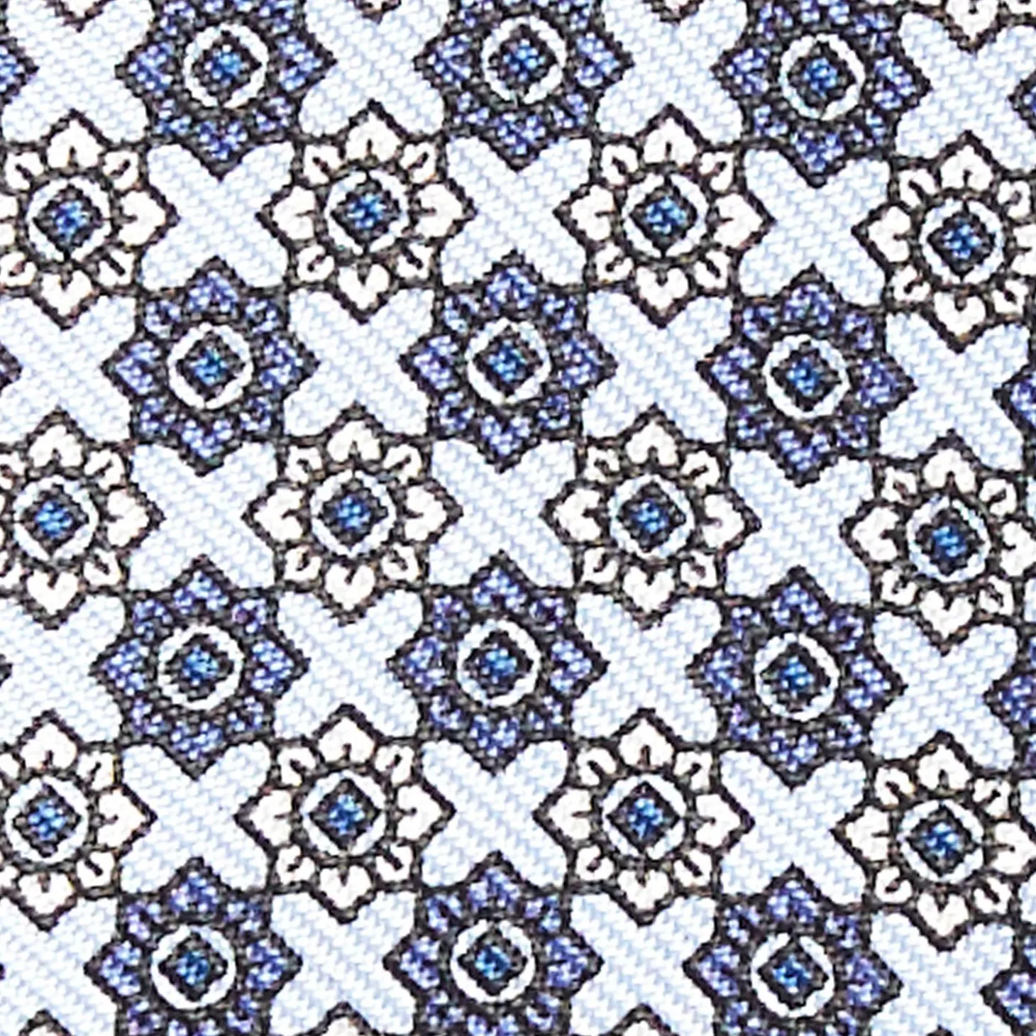 Powder Blue Silk Bowtie To Self-Tie - Small Flower Pattern