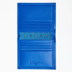 Powder Blue Small Wallet In Silk And Leather