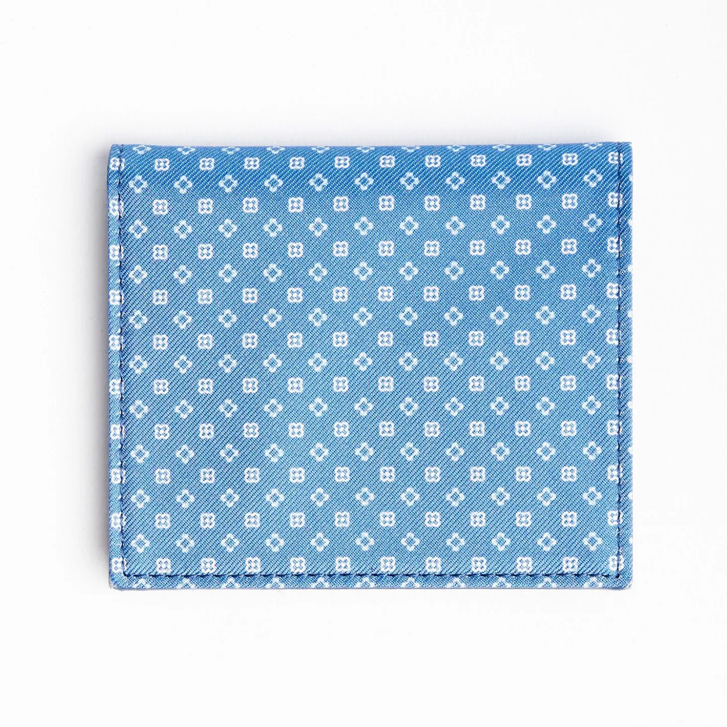 Powder Blue Small Wallet In Silk And Leather