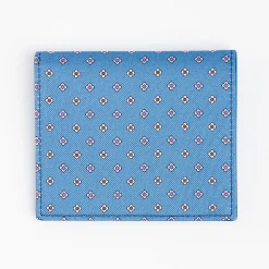 Powder Blue Small Wallet In Silk And Leather