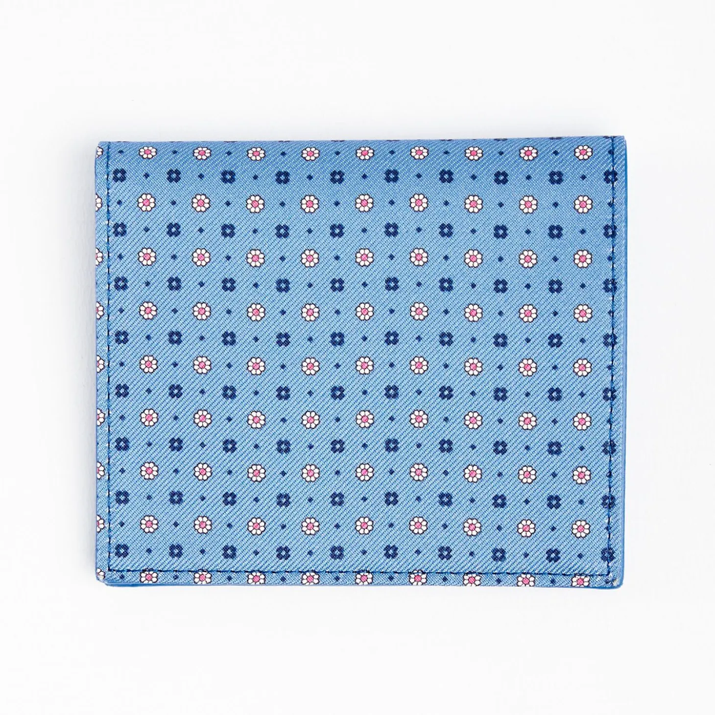 Powder Blue Small Wallet In Silk And Leather
