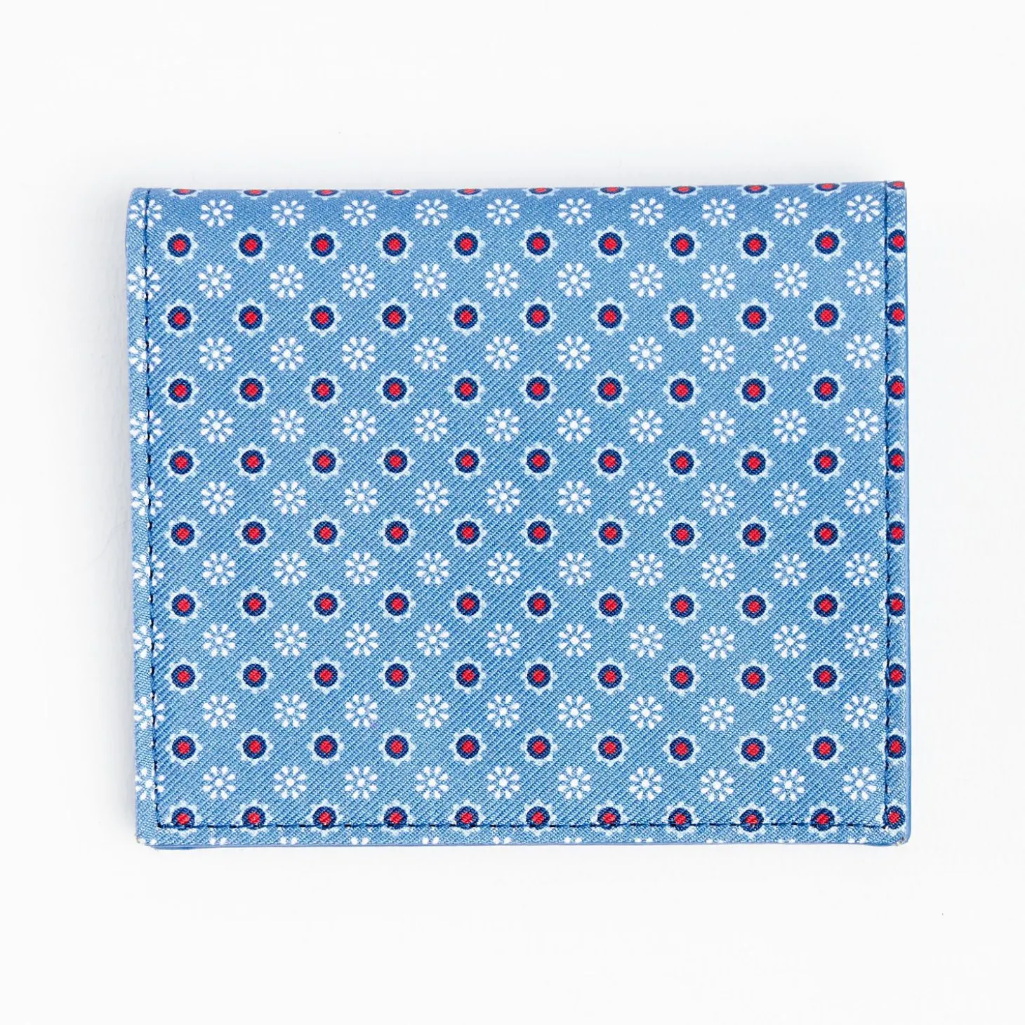 Powder Blue Small Wallet In Silk And Leather