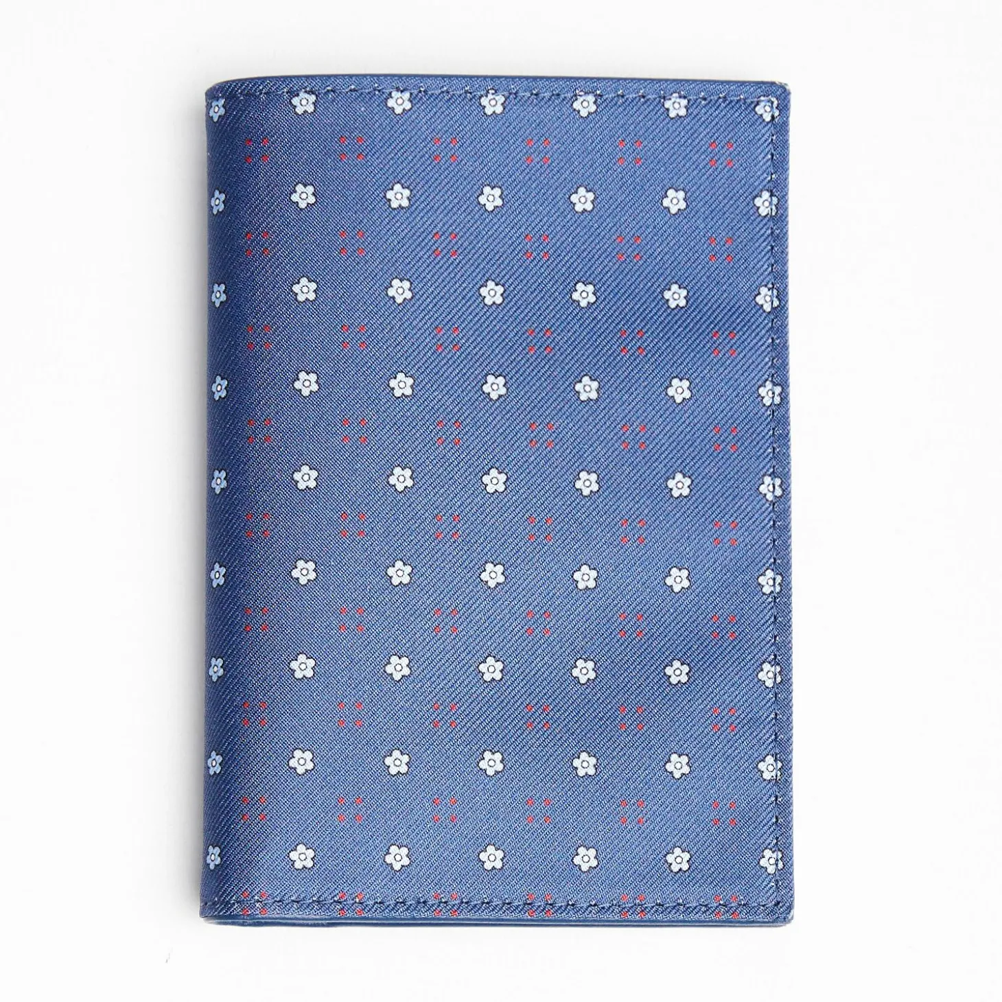 Powder Blue Vertical Wallet In Silk And Leather