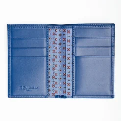Powder Blue Vertical Wallet In Silk And Leather