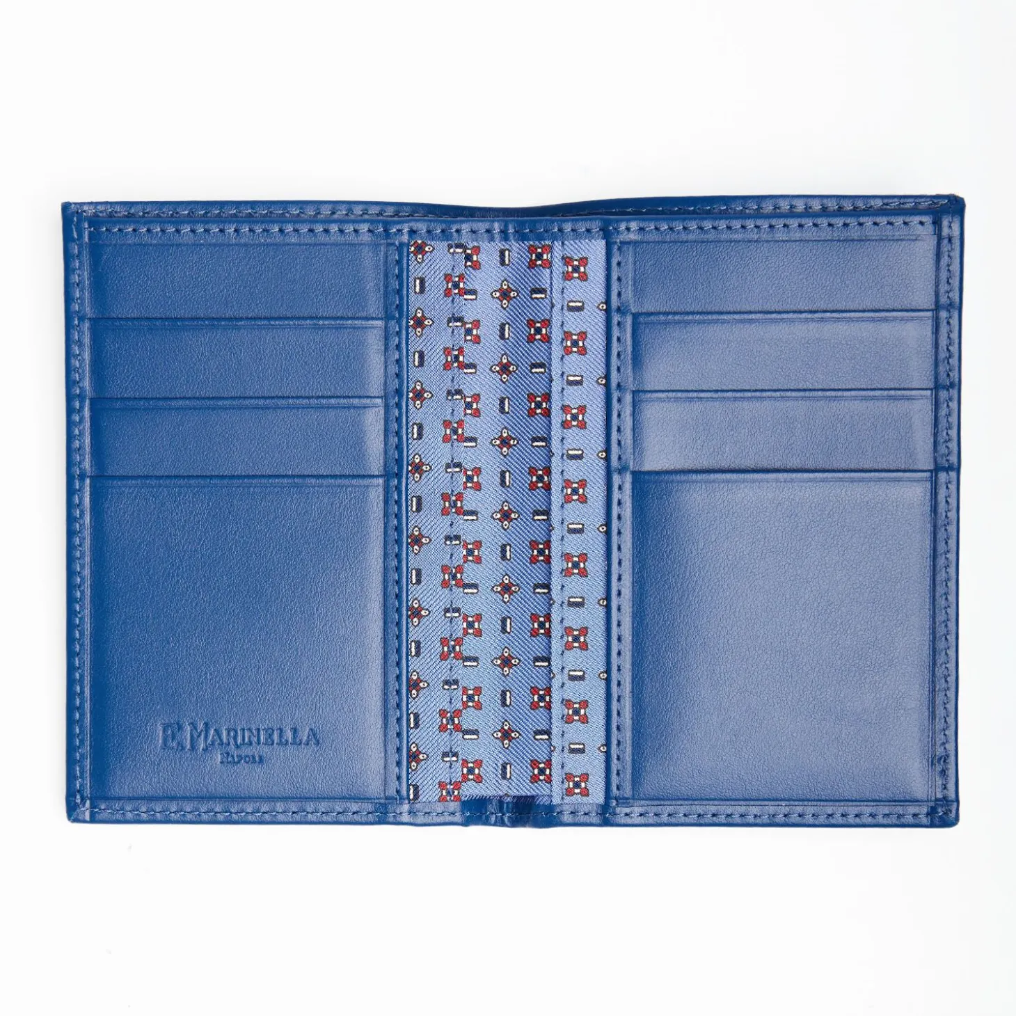 Powder Blue Vertical Wallet In Silk And Leather