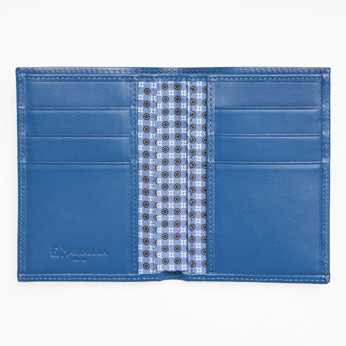 Powder Blue Vertical Wallet In Silk And Leather