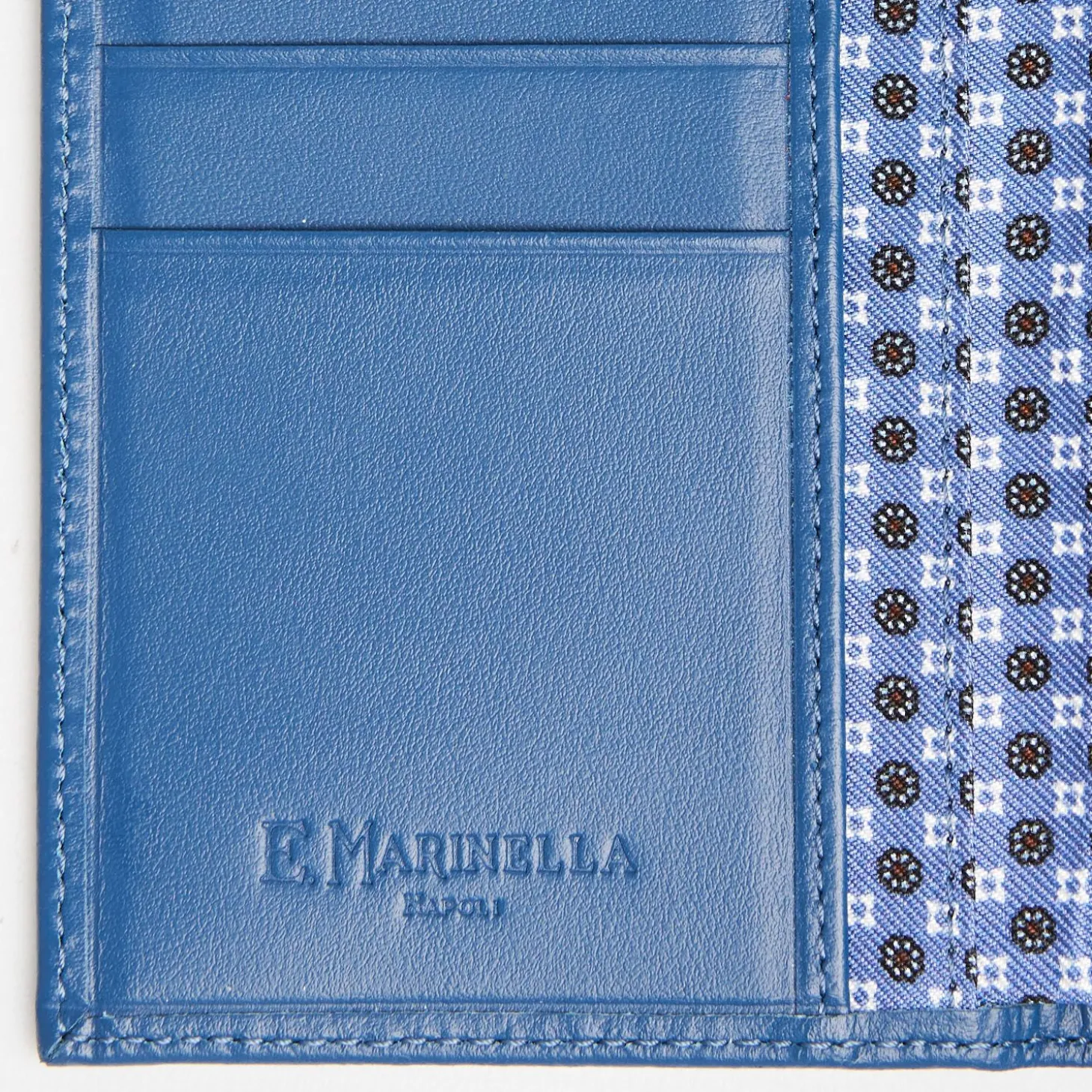 Powder Blue Vertical Wallet In Silk And Leather