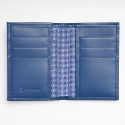 Powder Blue Vertical Wallet In Silk And Leather