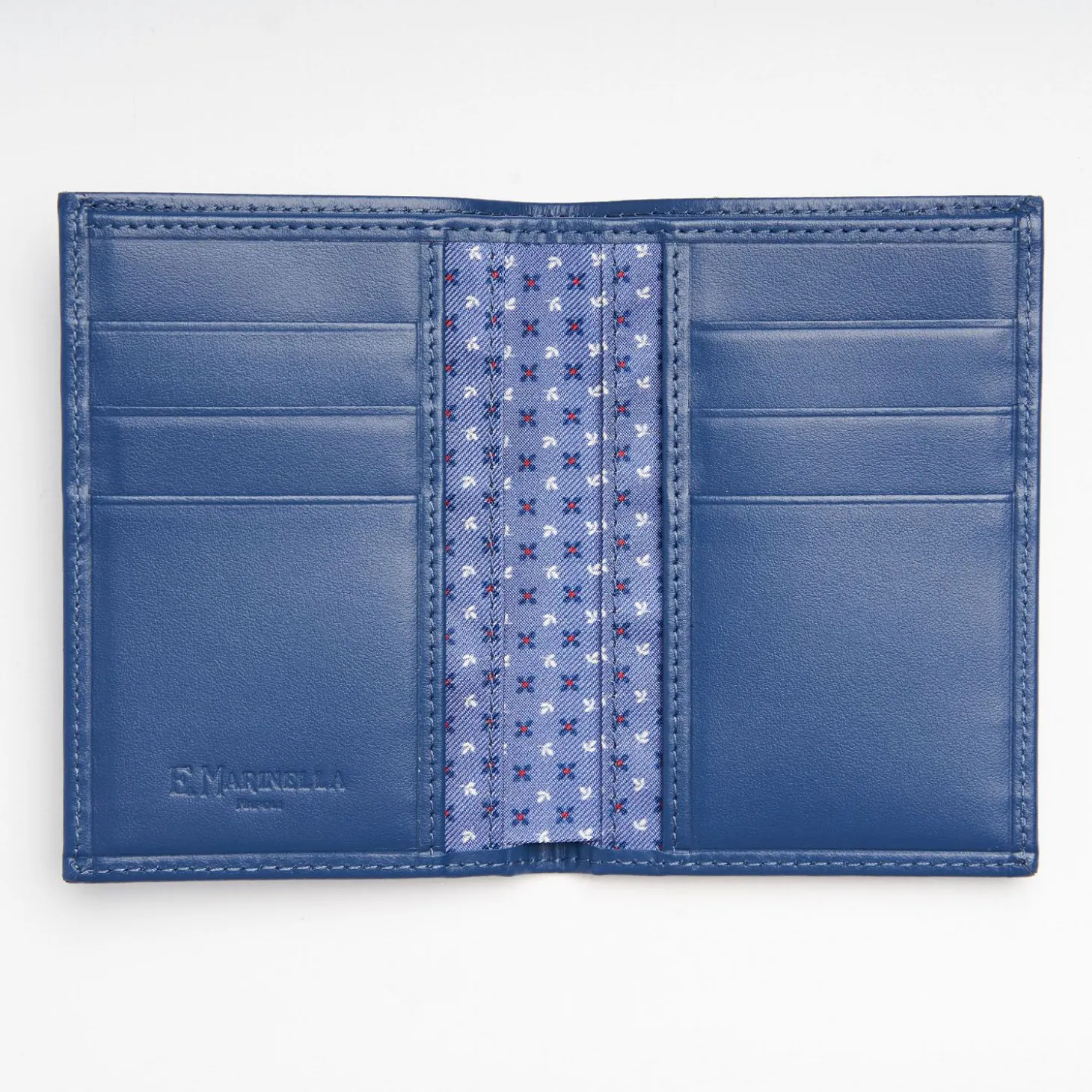 Powder Blue Vertical Wallet In Silk And Leather