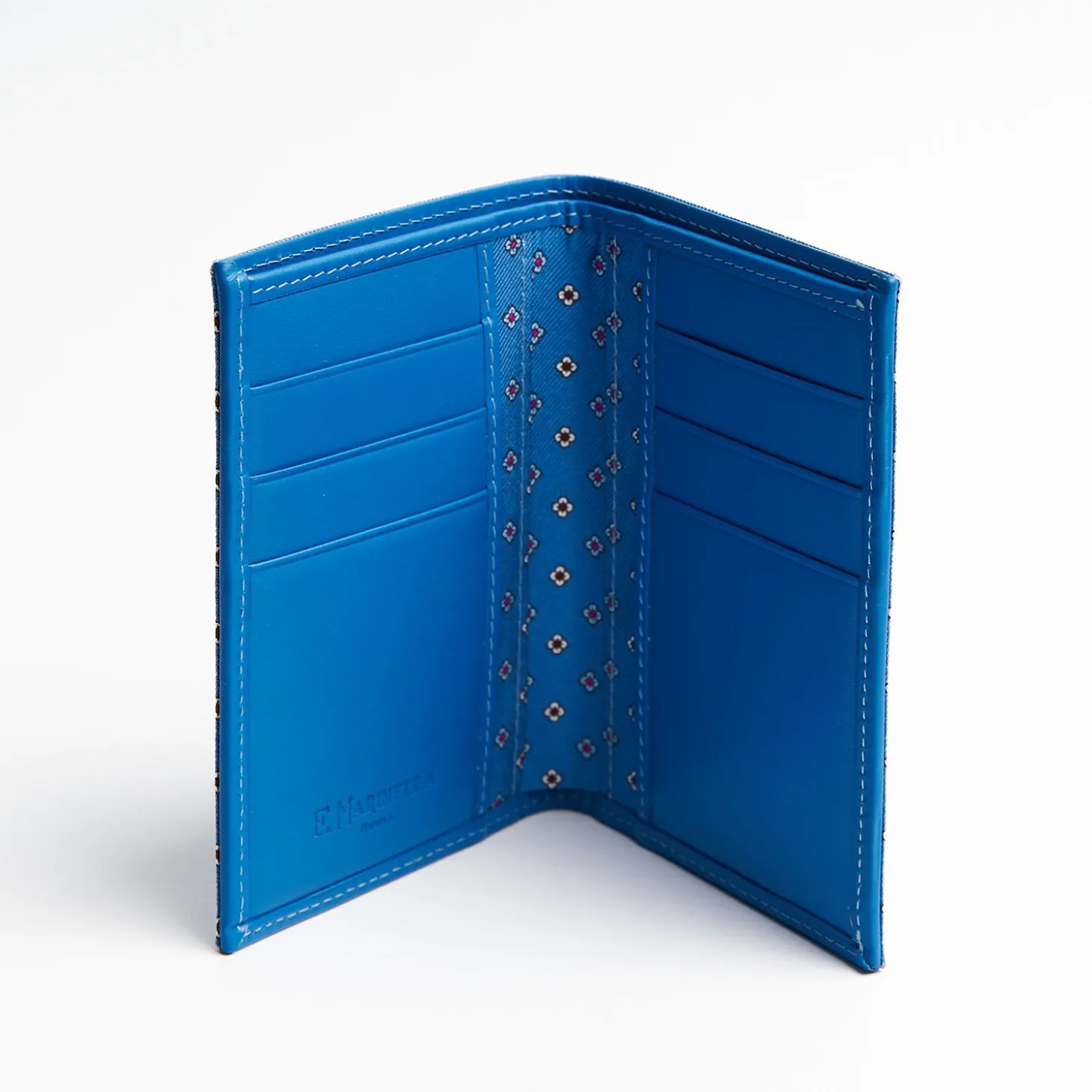Powder Blue Vertical Wallet In Silk And Leather