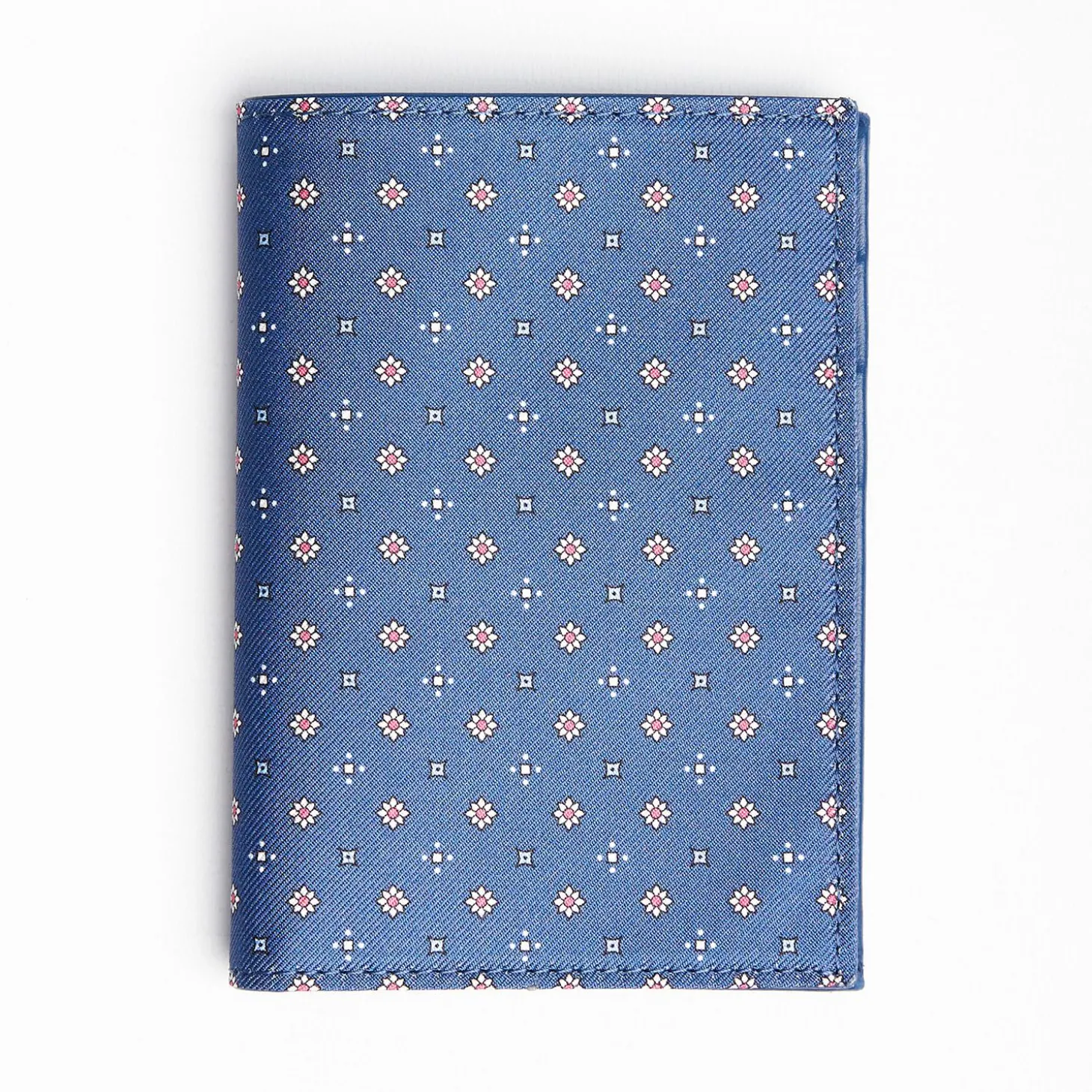 Powder Blue Vertical Wallet In Silk And Leather
