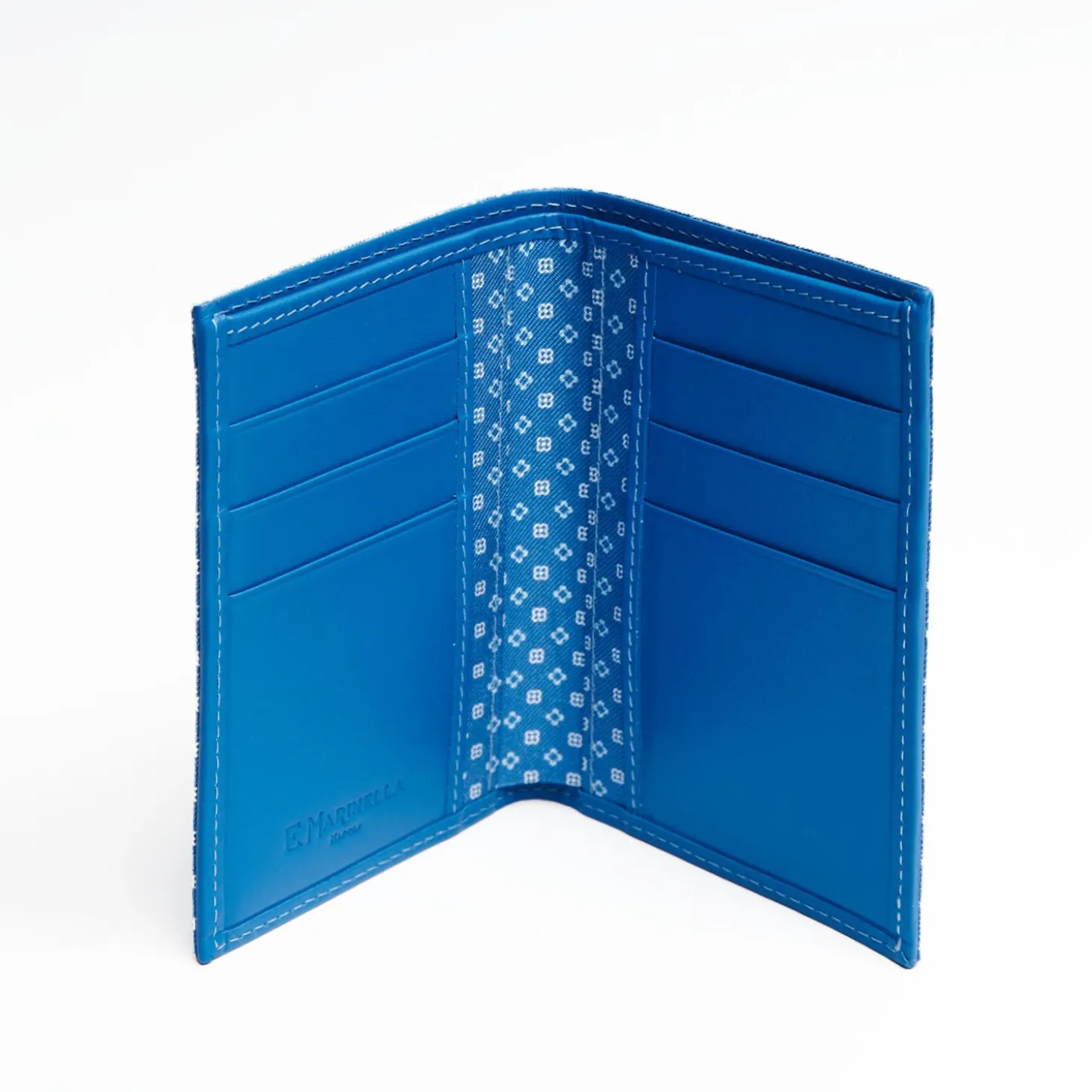 Powder Blue Vertical Wallet In Silk And Leather