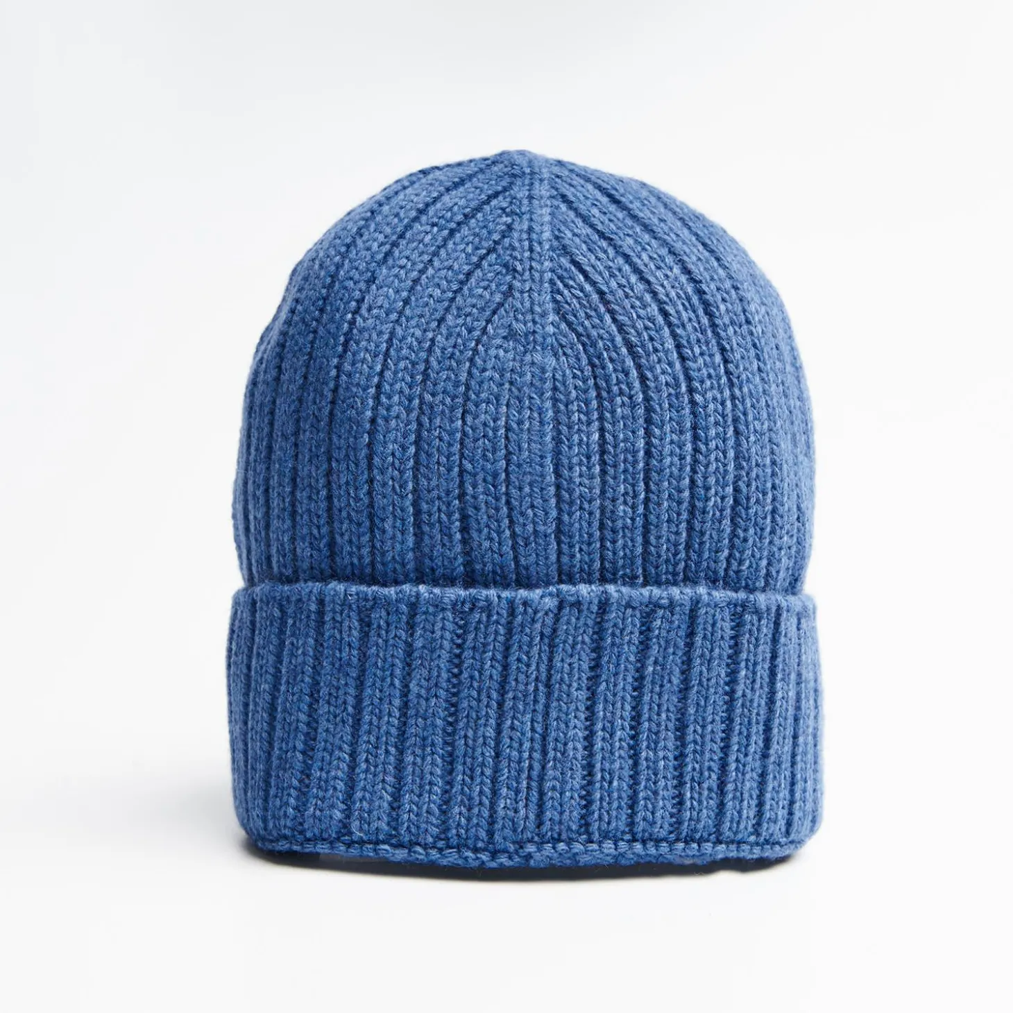 Powder Blue Wool Ribbed Beanie