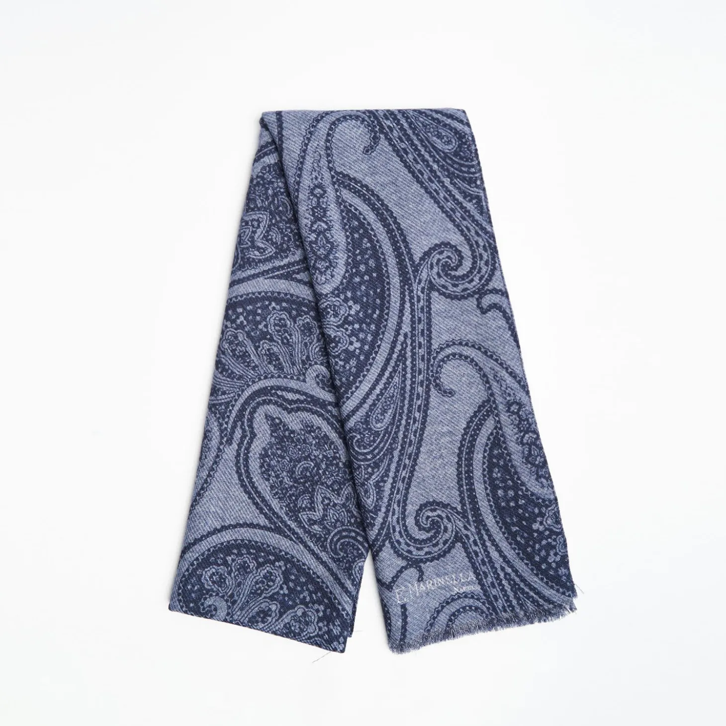 Powder Blue Wool Stole - Paisley Pattern