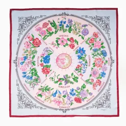 Red And Pink Silk Scarf 90 - The Wheel Of Seasons