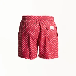 Red Baby Swim Shorts - Large Flower Pattern