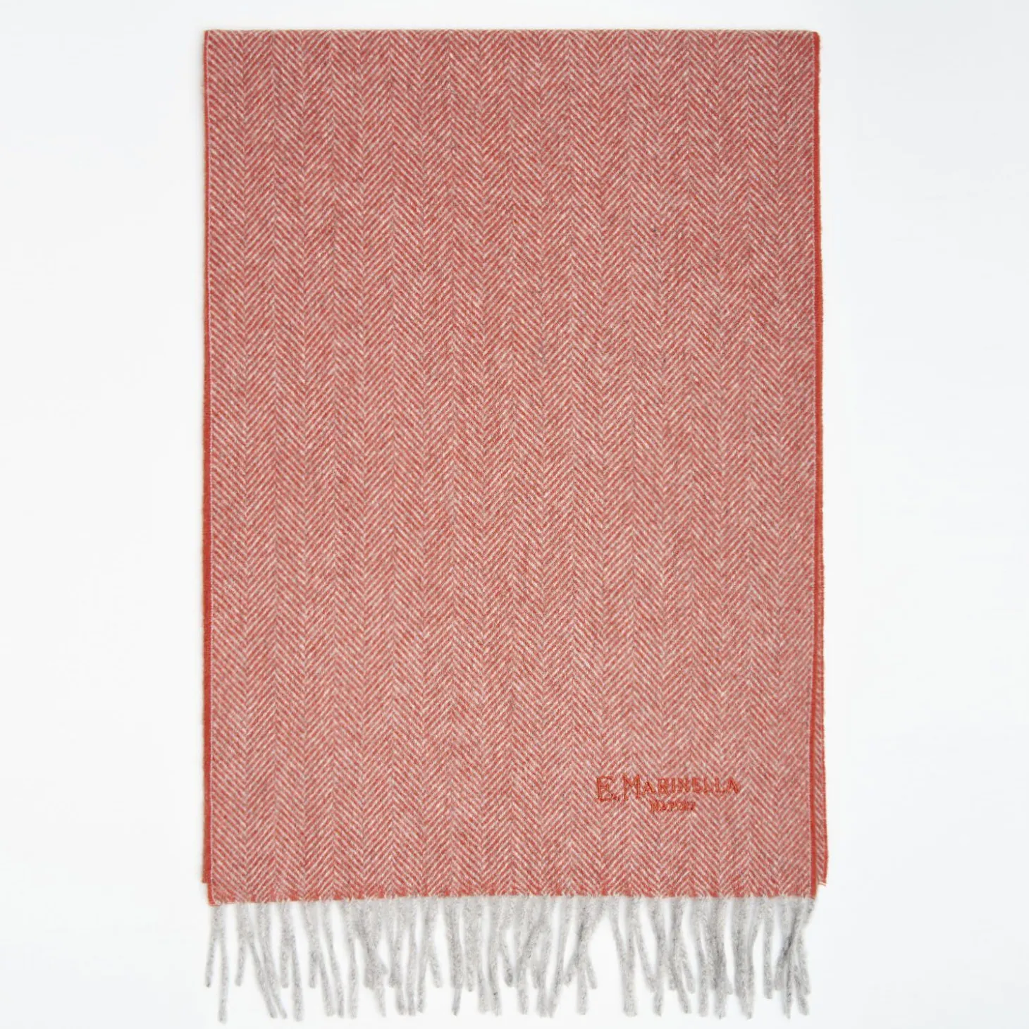 Red Cashmere Fringed Scarf