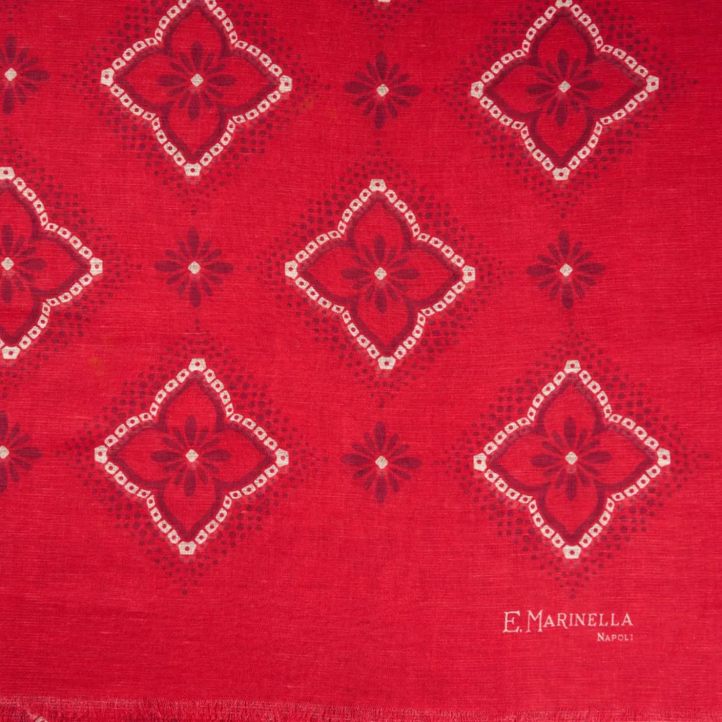 Red Cotton And Linen Scarf - Burgundy Macro Flowers