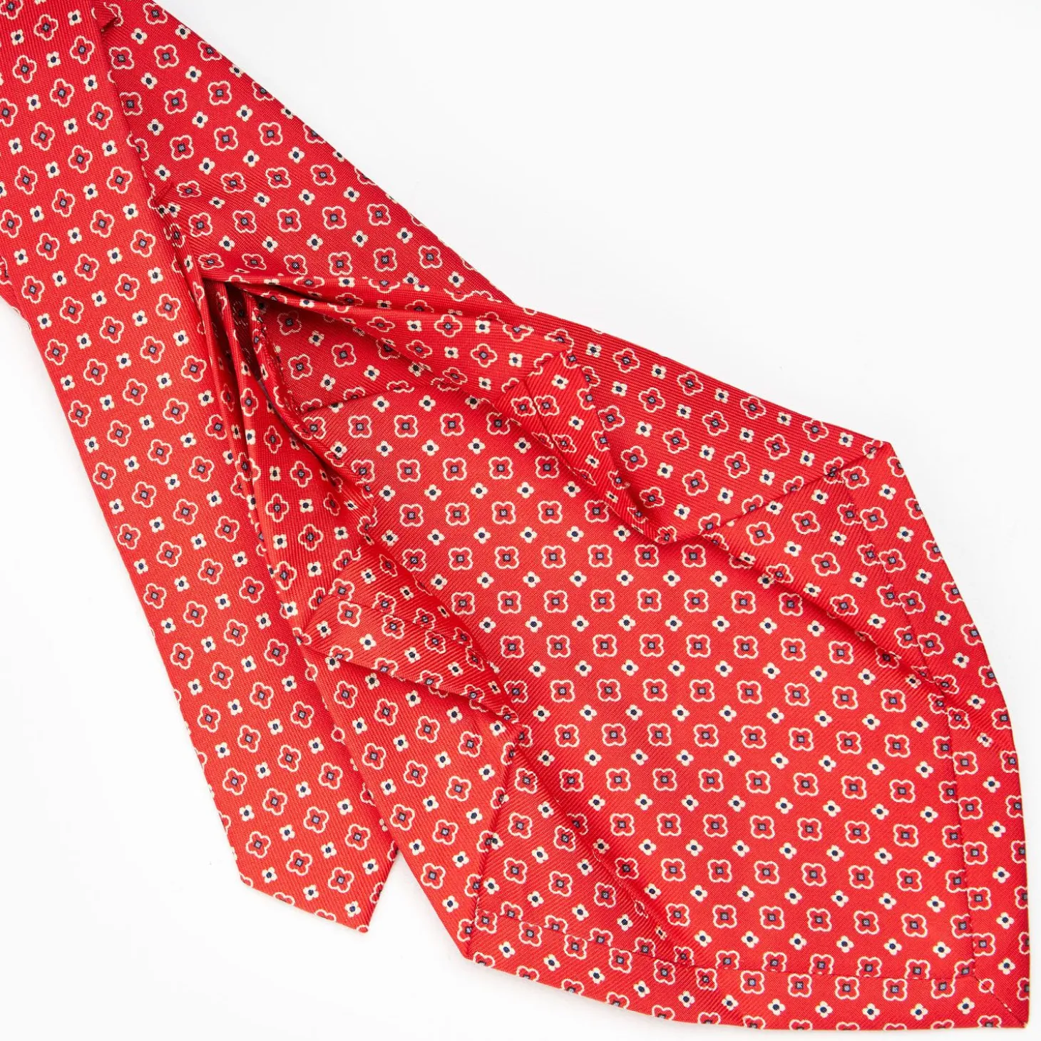 Red 7 Fold Sartorial Silk Tie - Small Flower Pattern