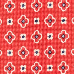 Red 7 Fold Sartorial Silk Tie - Small Flower Pattern