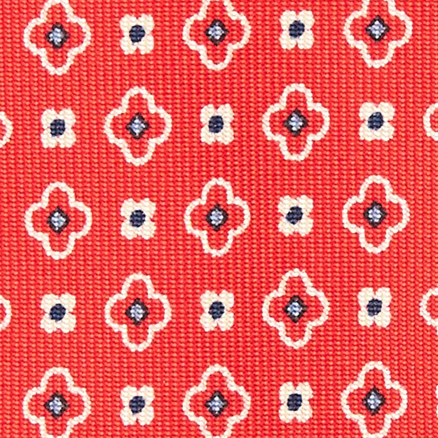 Red 7 Fold Sartorial Silk Tie - Small Flower Pattern
