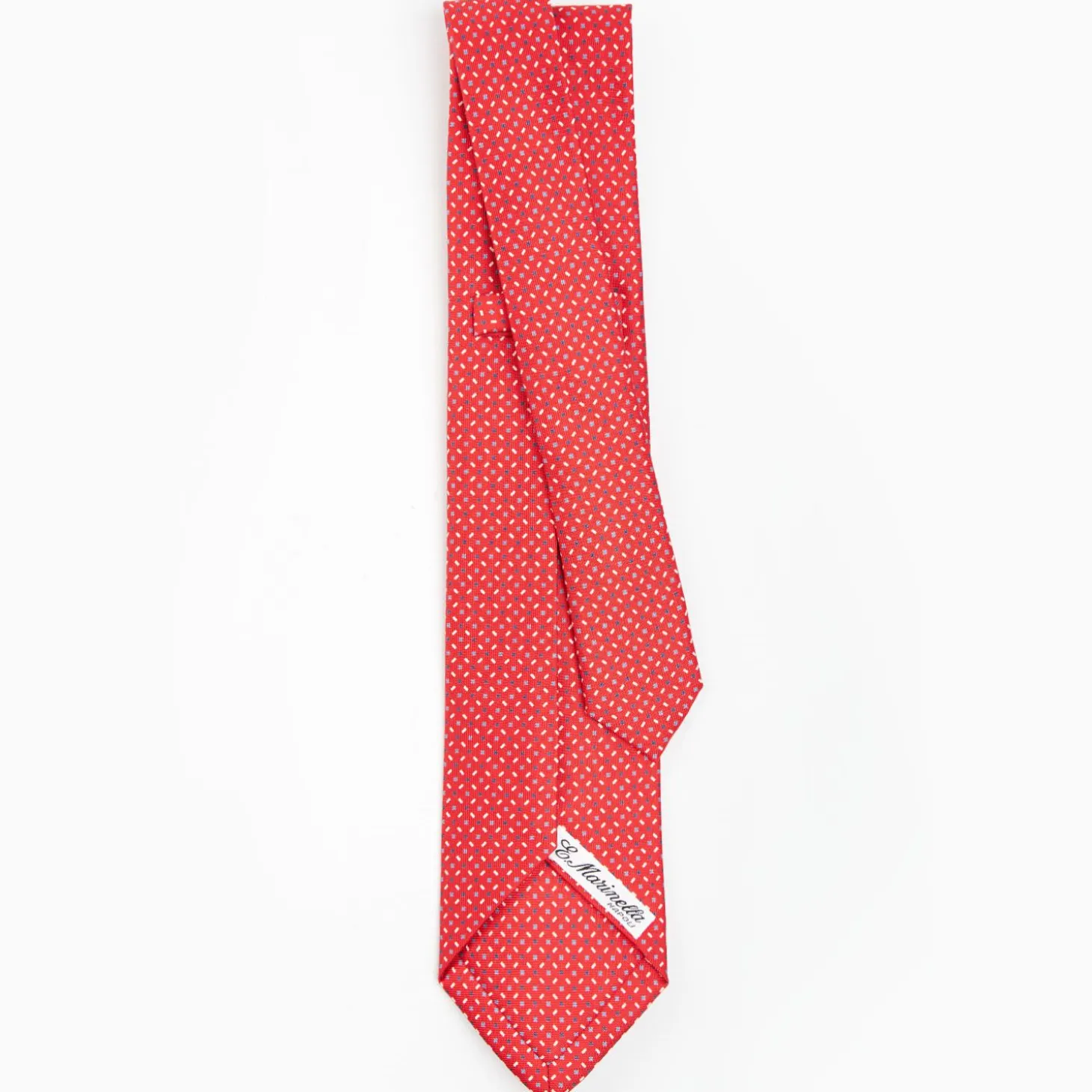Red 5 Fold Sartorial Silk Tie - Small Flower Pattern