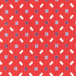 Red 5 Fold Sartorial Silk Tie - Small Flower Pattern