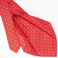Red 5 Fold Sartorial Silk Tie - Small Flower Pattern