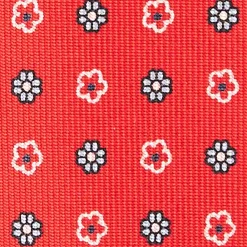 Red 5 Fold Sartorial Silk Tie - Small Flower Pattern