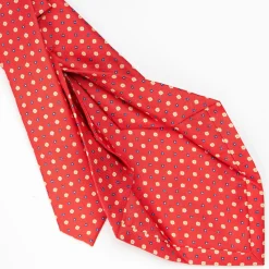 Red 5 Fold Sartorial Silk Tie - Small Flower Pattern